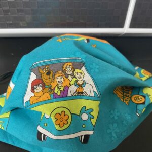 Mystery Machine Face Mask - a face mask with the Mystery Machine and Scooby-Doo and the gang. #Scooby #ScoobyDoo #MysteryMachine