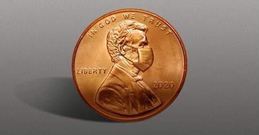 This is the 2020 US Penny Concept, along with the 2021 version to put a face mask over Lincoln on the front. #USPenny 
