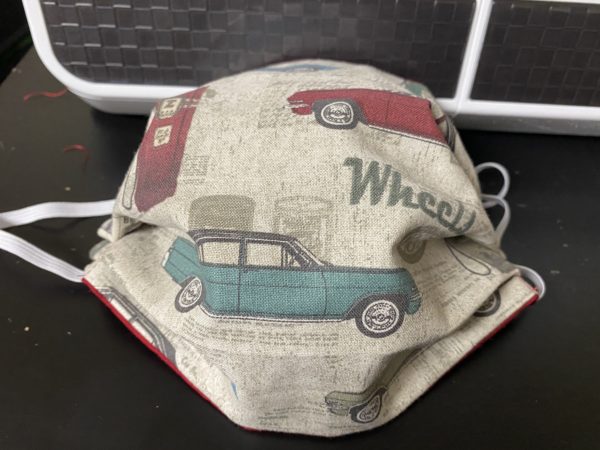 Vintage Cars Face Mask - a cool face mask with vintage cars and gas pumps on it. #VintageCars #AntiqueCars