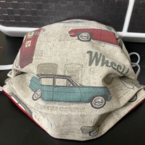 Vintage Cars Face Mask - a cool face mask with vintage cars and gas pumps on it. #VintageCars #AntiqueCars