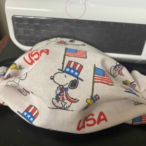 Snoopy & Woodstock USA Face Mask - A patriotic-themed face mask with Snoopy and Woodstock on it with USA on it too. #USA #Snoopy #Woodstock