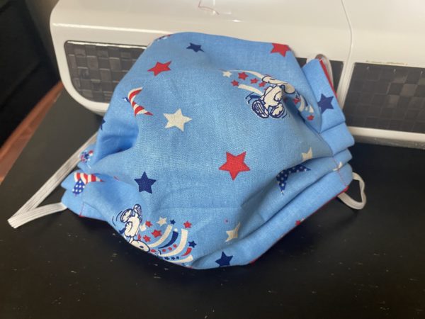 Snoopy Fireworks Face Mask - A Patriotic-themed face mask with Snoopy, stars and fireworks. #Snoopy #Fireworks