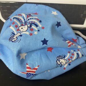 Snoopy Fireworks Face Mask - A patriotic-themed face mask with Snoopy, stars and fireworks. #Snoopy #Fireworks
