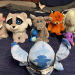 Meet All of the Lovies - These lovies, stuffed animals are the sales people for SteveZ MaskZ. When we go out and about and shopping for fabric and supplies they stay in the car with a business card and promote SteveZ MaskZ.