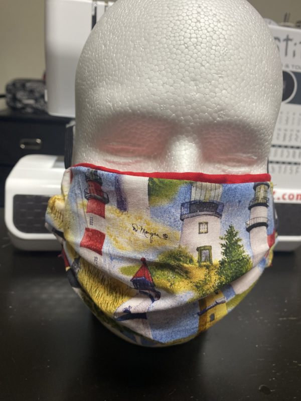 Lighthouses Face Mask - A face mask with all kinds of lighthouses on it. #Lighthouse #Lighthouses