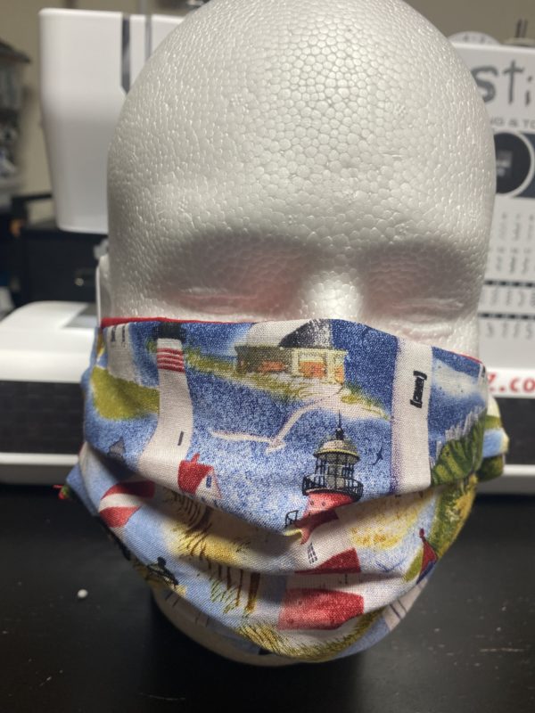 Lighthouses Face Mask - A face mask with all kinds of lighthouses on it. #Lighthouse #Lighthouses