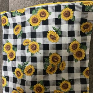 Sunflower Decorative Pillow - This is a 12" square decorative pillow with sunflowers and black and white checkerboard. #Sunflowers