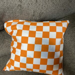 Orange and White Checkerboard Decorative Pillow - This is great for anyone who is a Vols fan or likes the color orange. #Orange #Vols #VFL