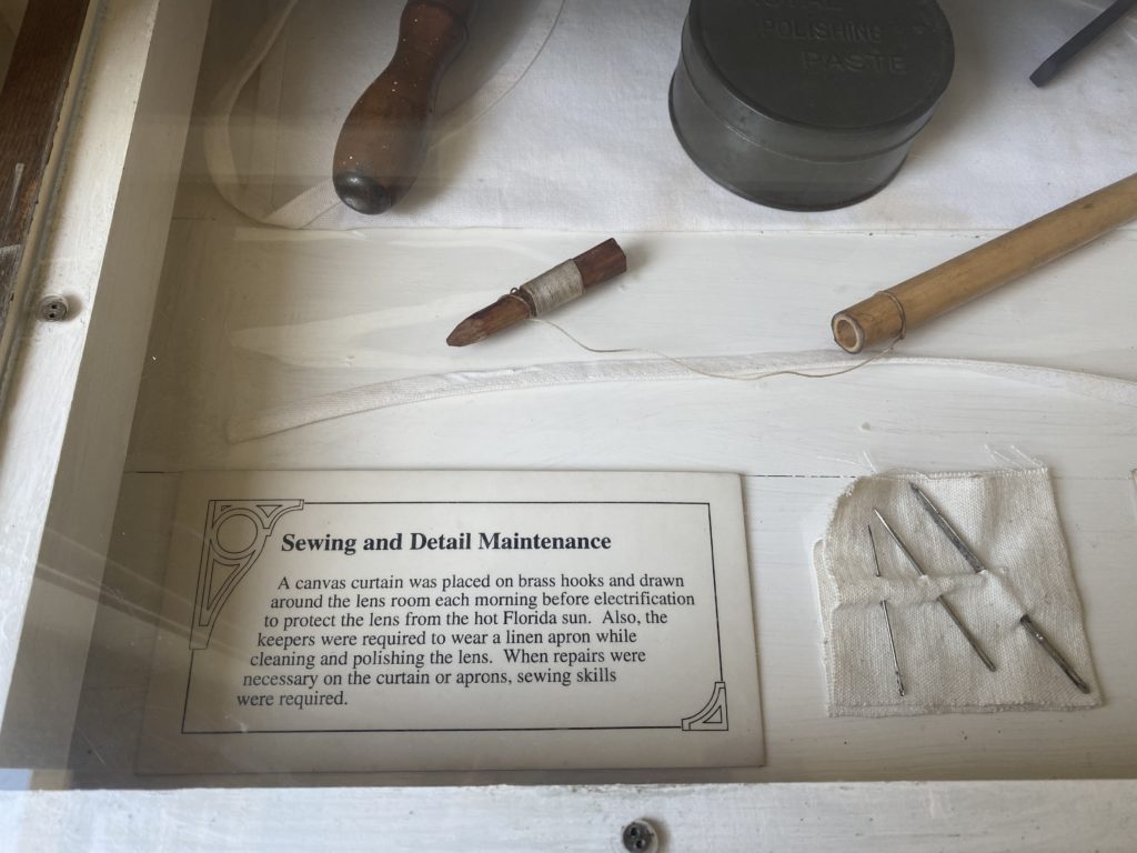 Sewing was an important part of lighthouse keeping - Check out this display piece from the St. Augustine lighthouse on sewing … Sewing and Detail Maintenance #sewing #Lighthouse