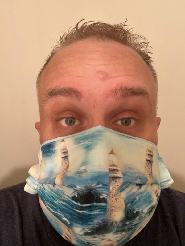 Lighthouse Face Mask - A Nautical face mask with lighthouses on it. #Nautical #Lighthouse #Lighthouses