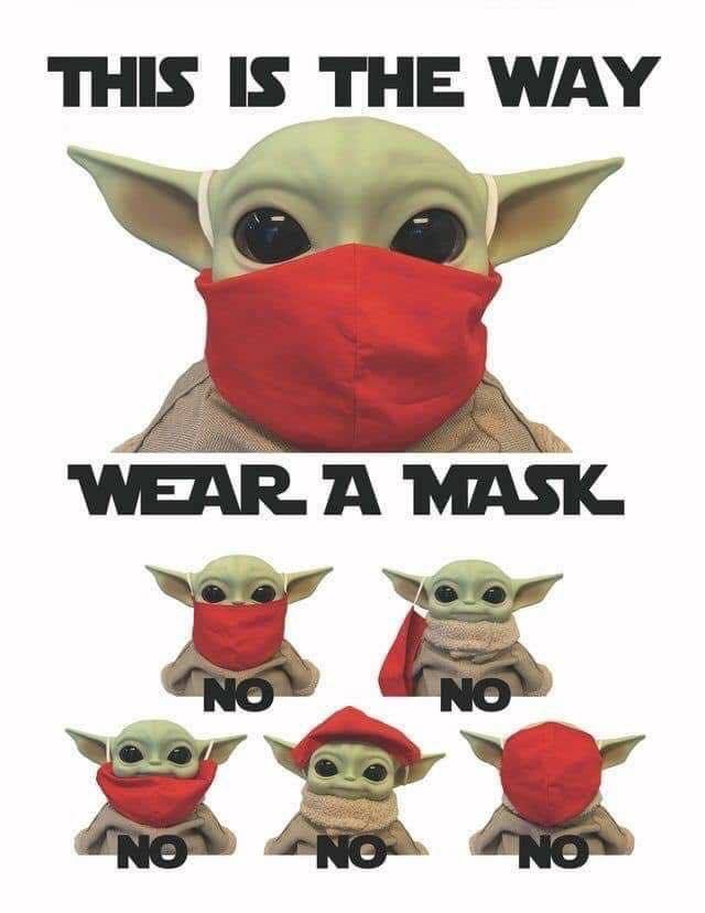 Grogu aka Baby Yoda shared the way to wear a face mask and the way not too wear a face mask. #facemask #babyyoda #grogu ​