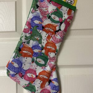 Snowmen Christmas Stocking - This Christmas Stocking features Snowmen in various color scarfs and hats. #Snowman #Snowmen #Christmas #ChristmasStocking