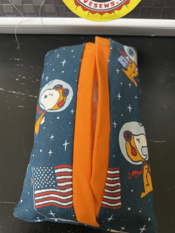 Snoopy in Space Pocket Tissue Holder - features the famous beagle, Snoopy in Space, the Astronaut Snoopy. #Snoopy #SnoopyInSpace #AstronautSnoopy #Astronaut #Snoopy