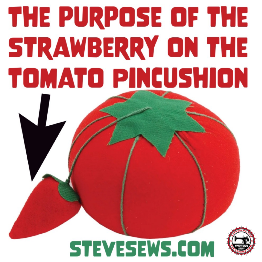 The purpose of the Strawberry on the Tomato Pincushion as we know strawberries don’t grow on tomatoes or vise Versa.  What are the purposes for it and yes there are more than two! #pincushion #strawberrypincushion #tomatopincushion #pepperpincushion 