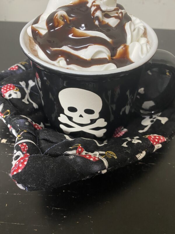 Hot cocoa using my Pirates Bowl Cozy