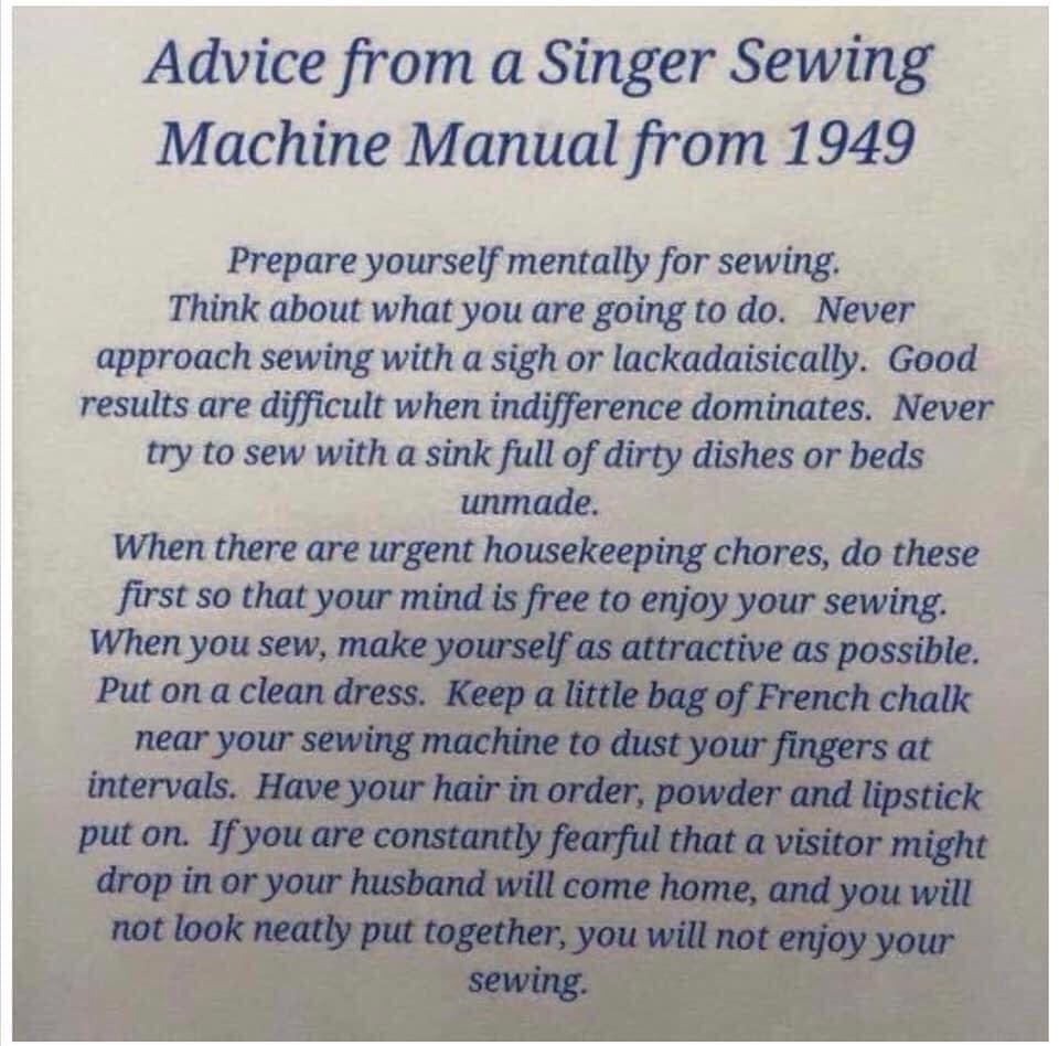 Advice from a Singer Sewing Machine Manual from 1949 #SingerSewing #SingerSewingMachine 
