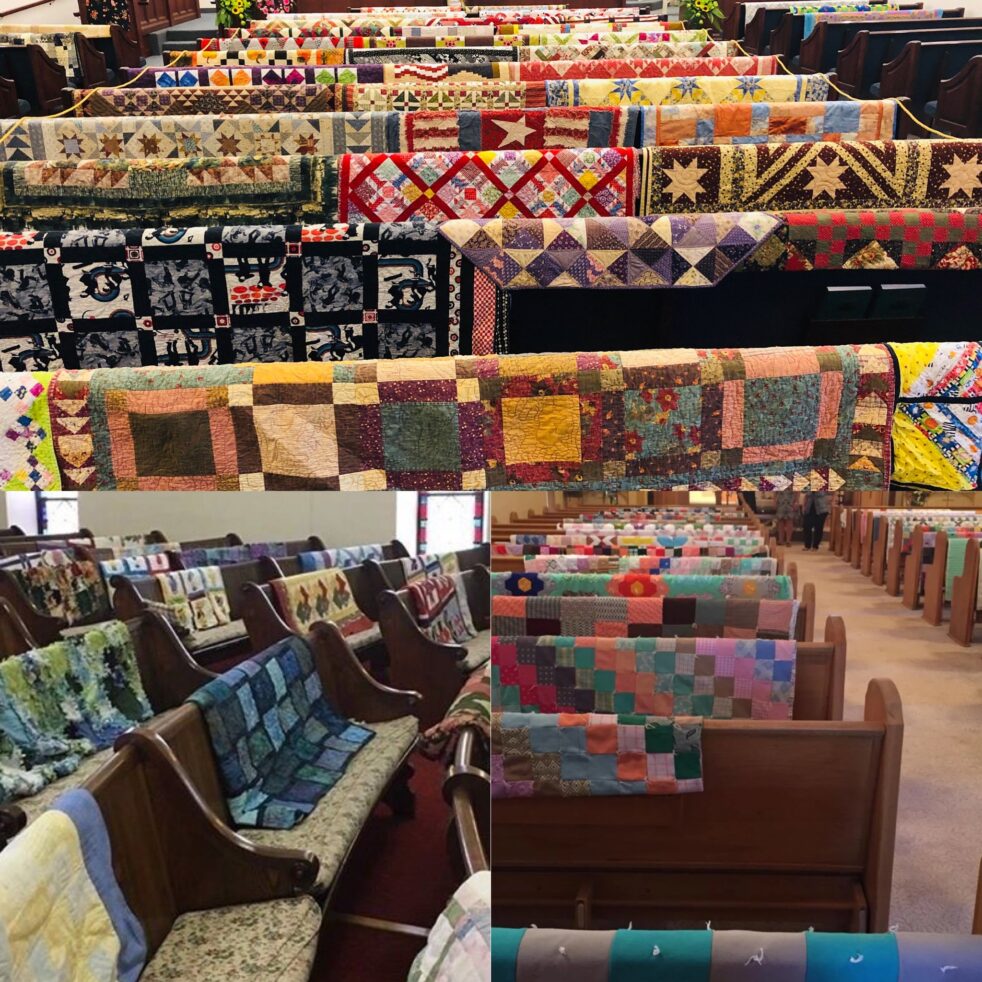 Quilts on Display at Funerals - What a great way to show off all the quilts a loved one made when they pass away. #quilts #quilting