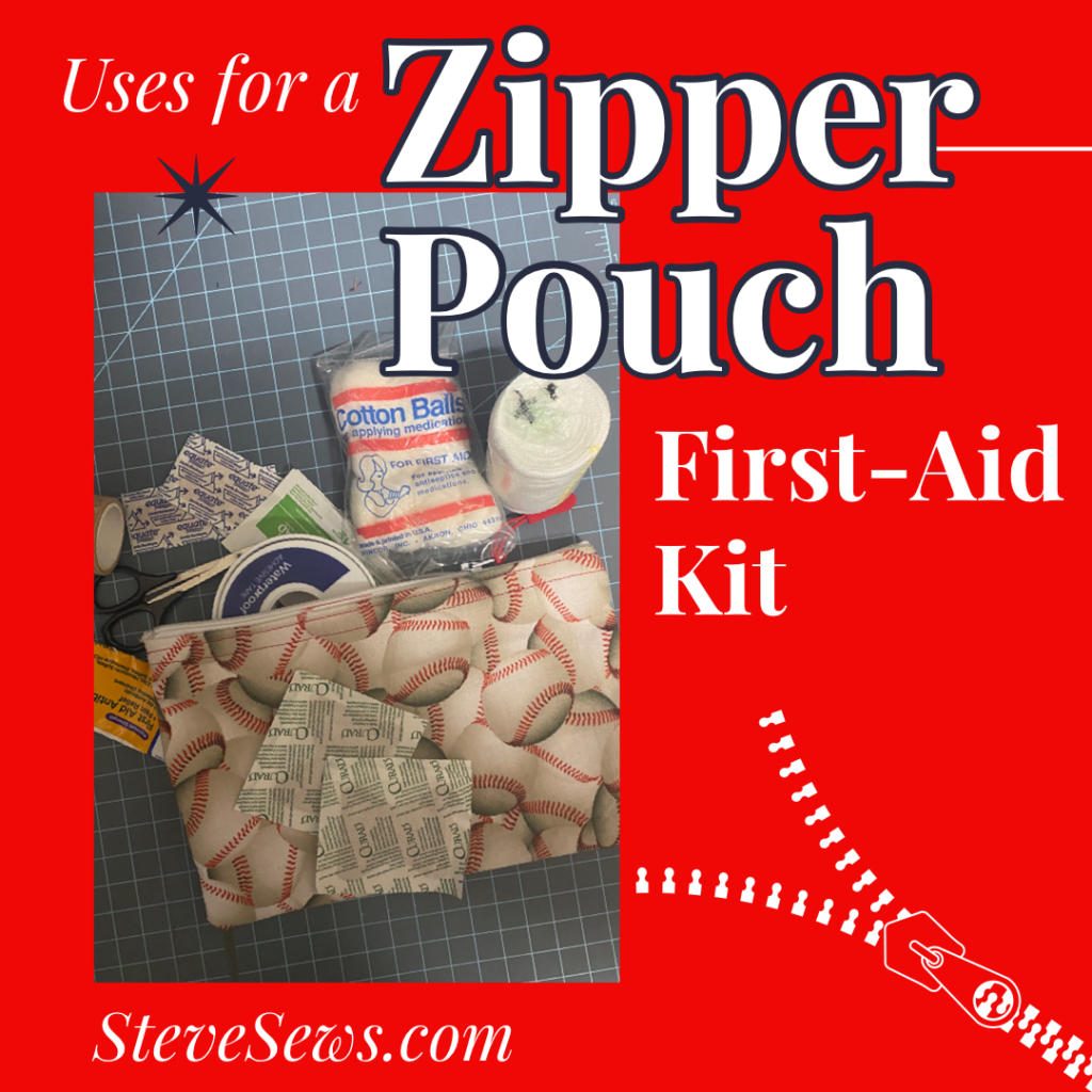You can even use a zipper pouch to carry first aid items in. Such as Band-Aids, first-aid tape, bandages, first aid scissors, alcohol wipes, etc. Just like the Baseball Zipper Pouch. 