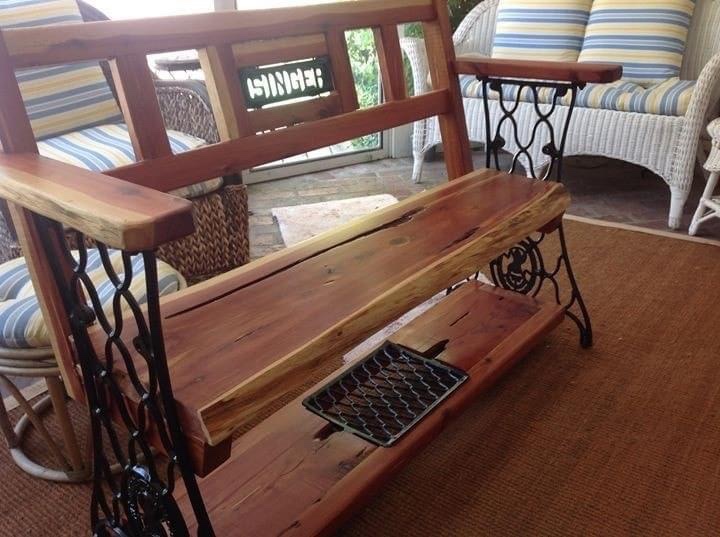 How this old Singer sewing desk turned into a bench. 
