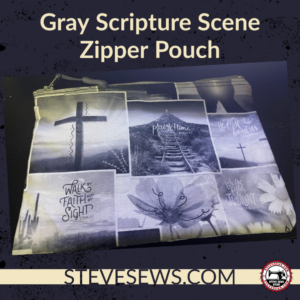 Gray Scripture Scene Zipper Pouch