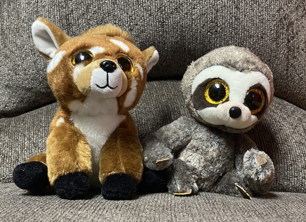 Meet Buckley (the deer) and Dangler (the sloth) #tybeannieboos