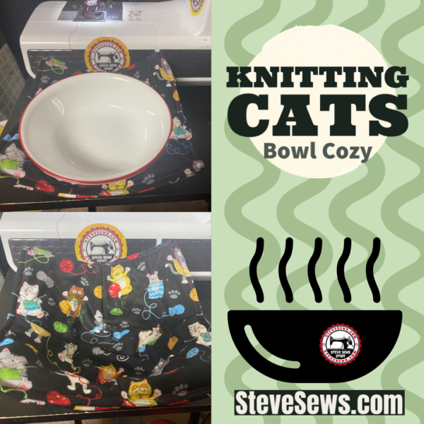 Knitting Cats Bowl Cozy is a bowl cozy that has cats that are knitting. #Cats #Knitting