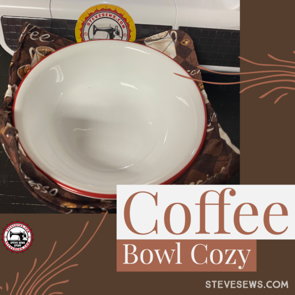 Coffee Bowl Cozy - a bowl cozy with coffee-related items on it. #Coffee #BowlCozy