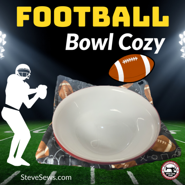 Football Bowl Cozy - this is a bowl cozy with footballs and football plays on it. #football #Bowlcozy