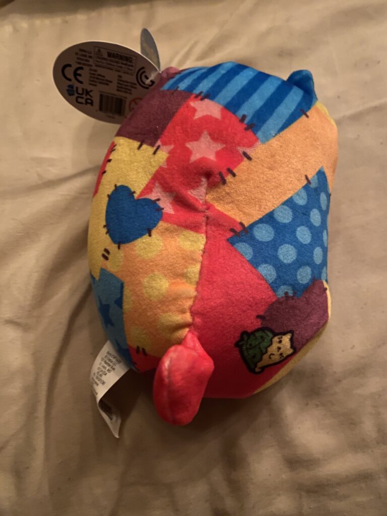 Crazy Quilt Cat (Cats vs Pickles) - here is a quilting related plush toy. #CatsVsPickles #CrazyQuilt #CrazyQuiltCat
