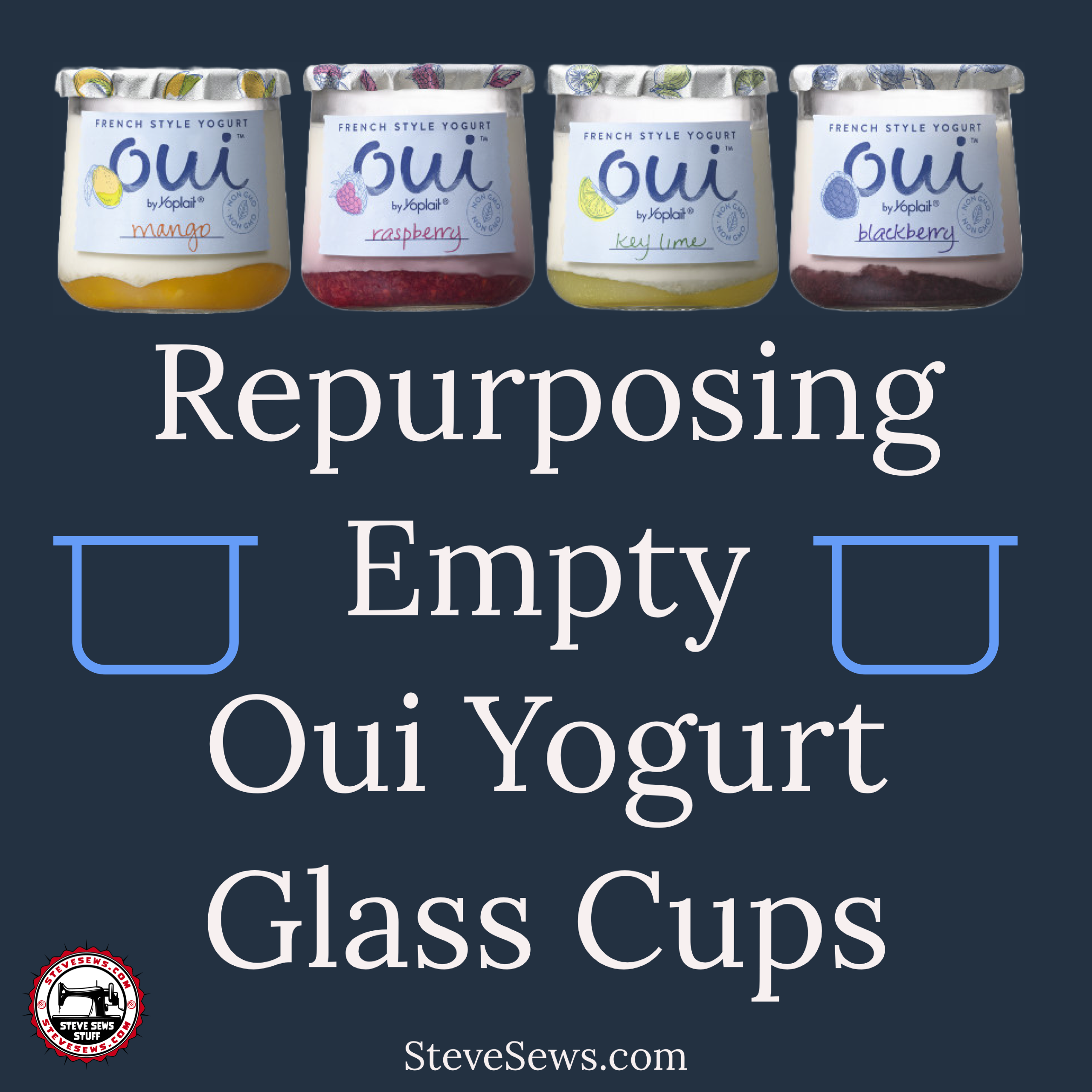 Repurposed 5 Oz Glass ''OUI'' Yogurt Jar