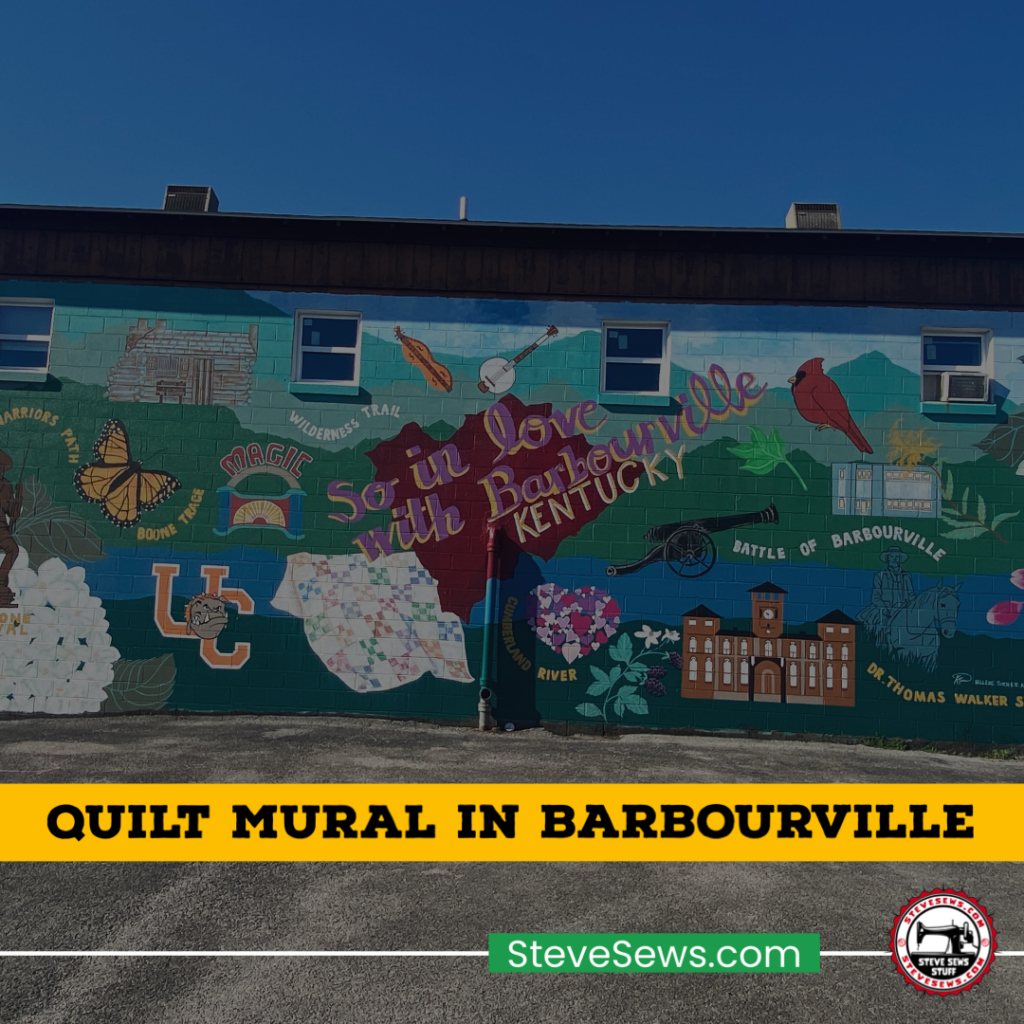 Quilt Mural in Barbourville - a mural on the side of a building in Barbourville, Kentucky. It features a painted quilt on it. #BarbourvilleKY