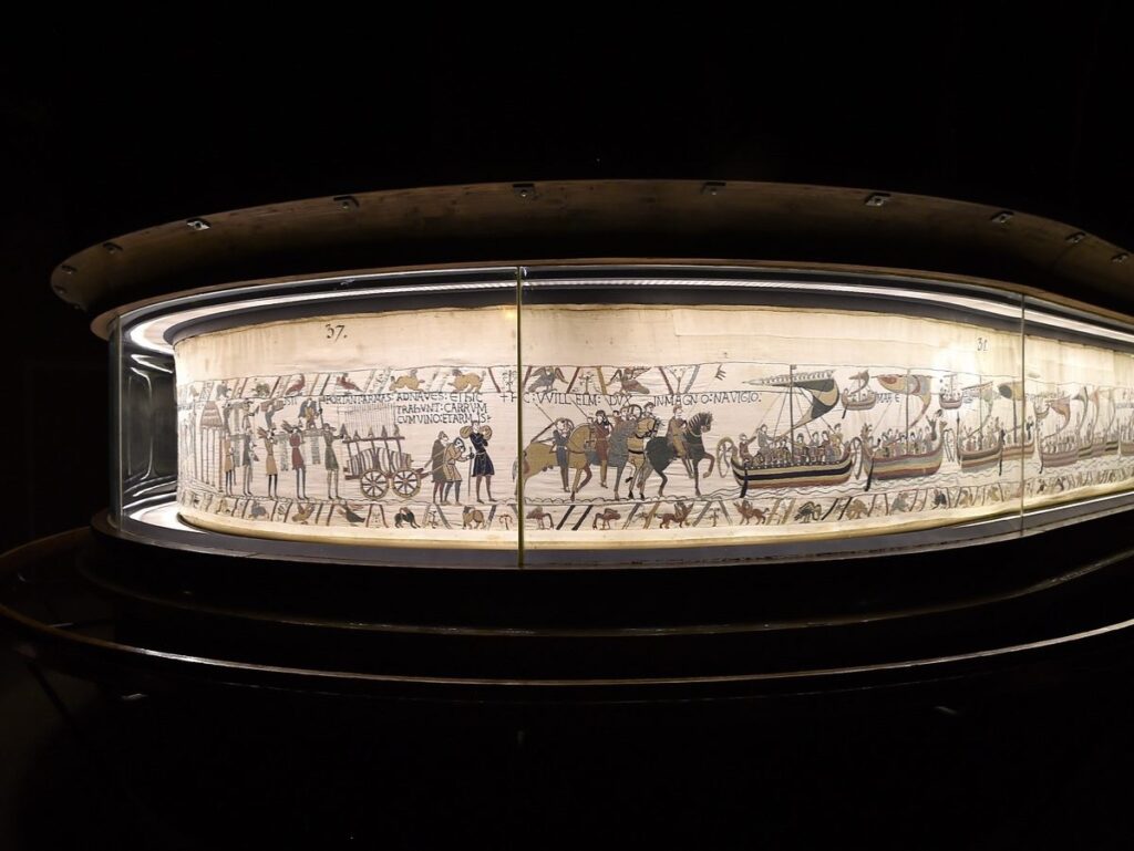 The Bayeux Tapestry is on permanent display at the Centre Guillaume le Conquérant in Bayeux, Normandy, France. It is a popular tourist attraction and is considered one of the most important surviving examples of medieval art.