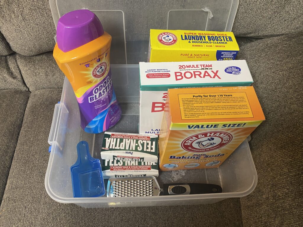 All of the Supplies for DIY laundry detergent 