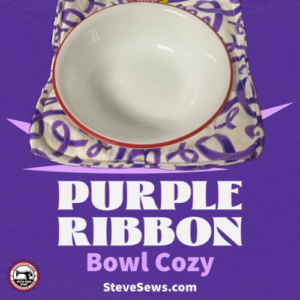 Purple Ribbon Bowl Cozy is a bowl cozy with purple ribbons on it. #PurpleRibbon