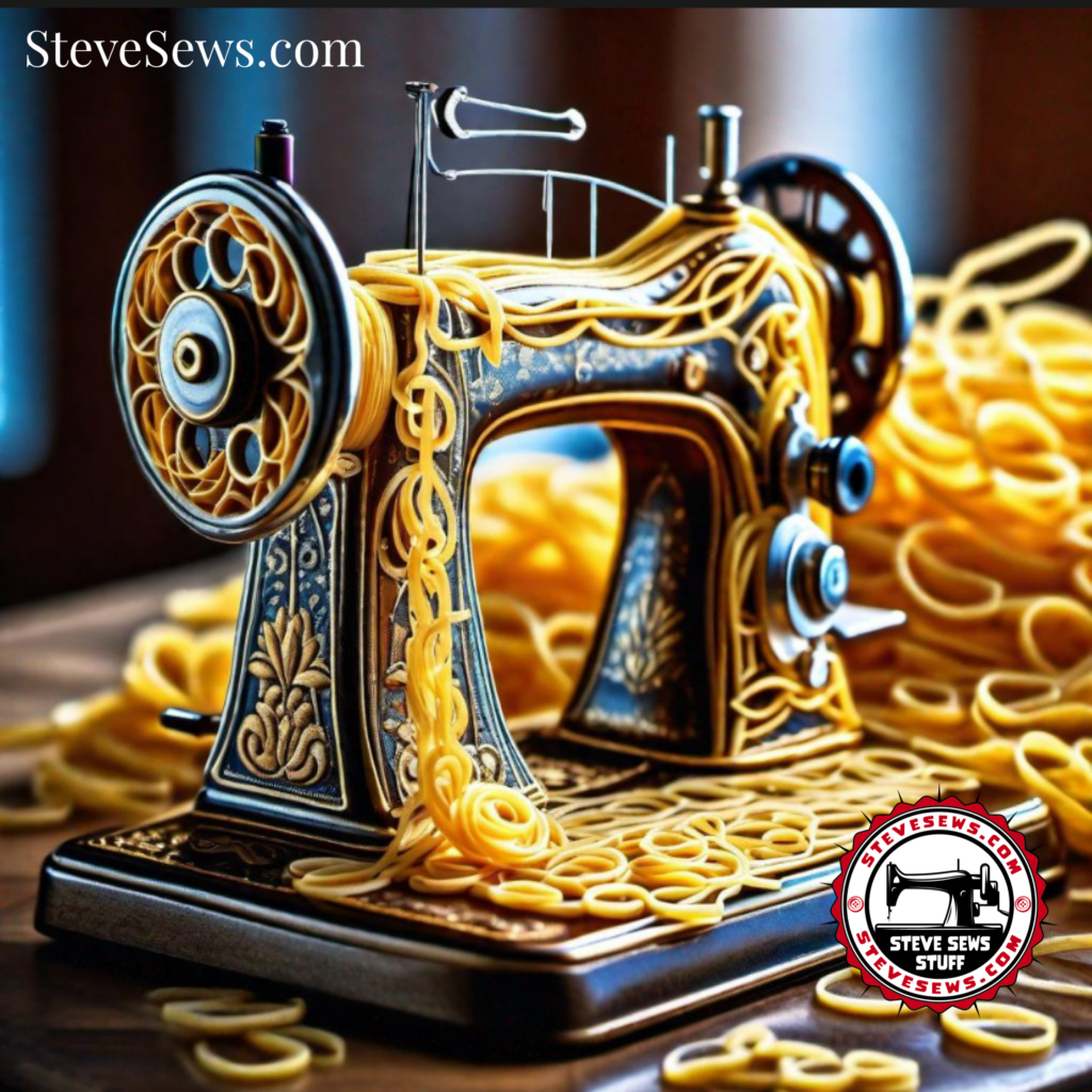 Pasta Sewing Machine - here is a creative sewing machine art made with all kinds of pasta noodles.