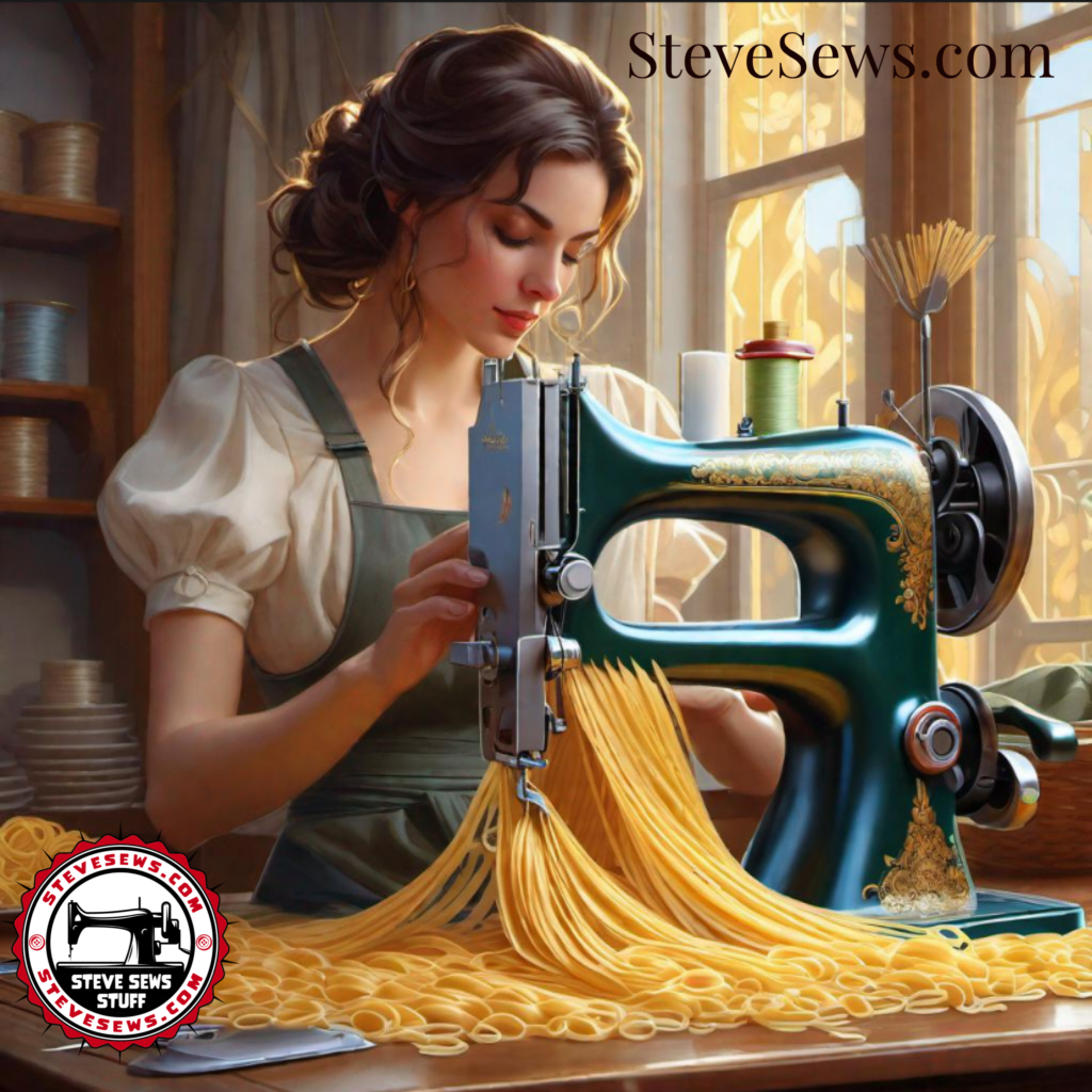 Pasta Sewing Machine - here is a creative sewing machine art made with all kinds of pasta noodles.