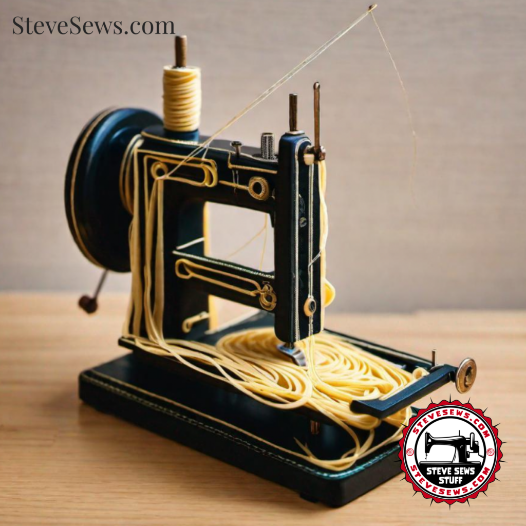 Pasta Sewing Machine - here is a creative sewing machine art made with all kinds of pasta noodles.