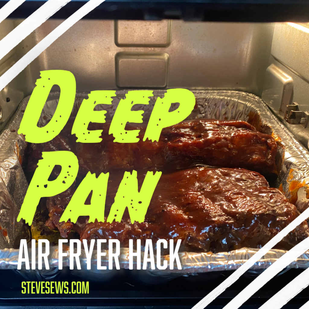 Deep Pan Air Fryer Hack — Here is a hack for your air fryer when cooking meats like chicken and ribs. Especially meats that drip grease. #airfryer #airfryerhack #airfryerhacks