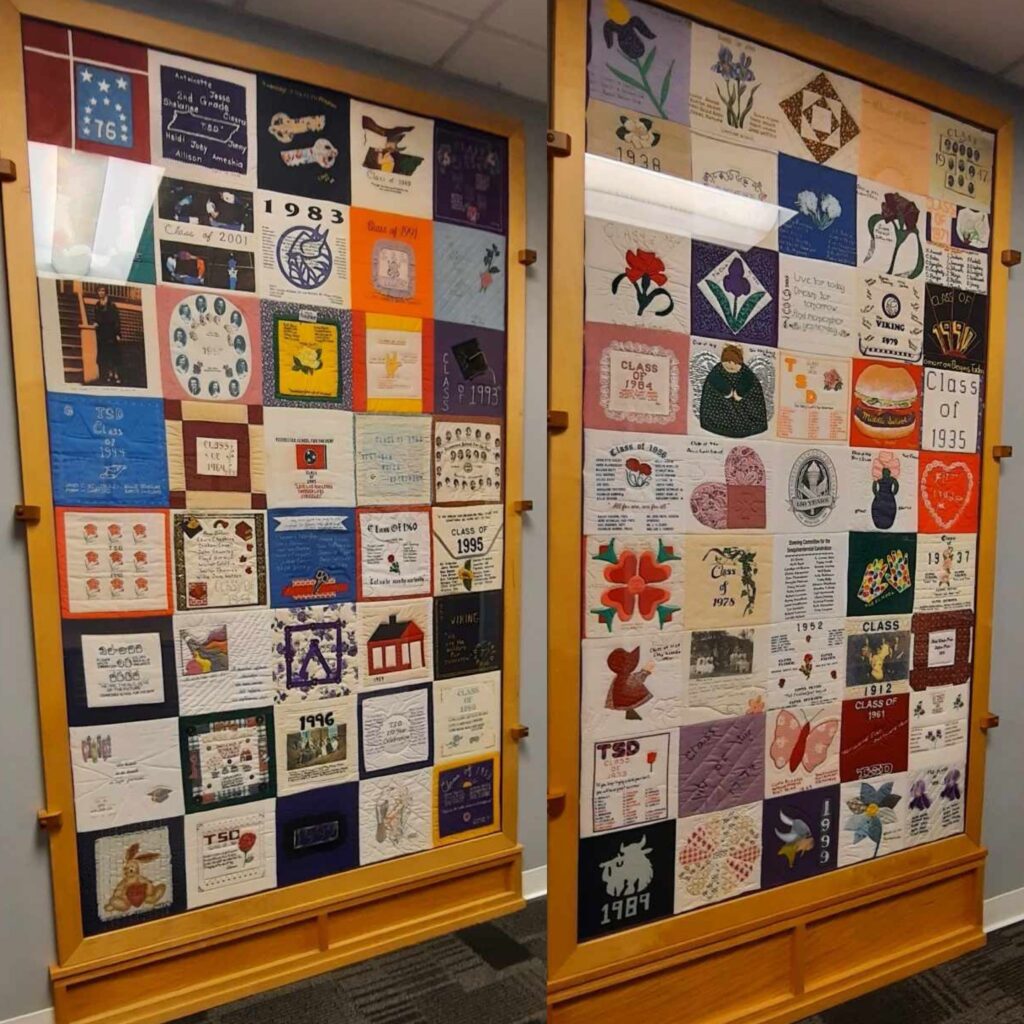 Quilts at Tennessee School of the Deaf Knoxville — this school has on display two quilts for the students and staff to enjoy seeing. 