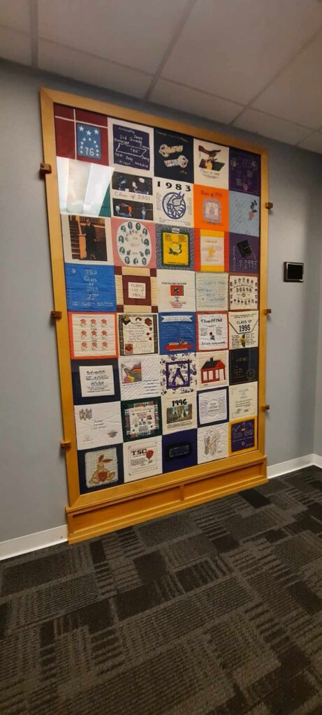 Quilts at Tennessee School of the Deaf Knoxville — this school has on display two quilts for the students and staff to enjoy seeing. 